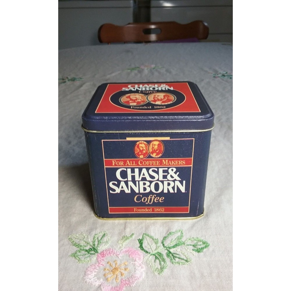 Vintage Bristol Ware Chase & Sanborn Coffee Tin Can Container 1994